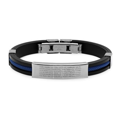 Mens Stainless Steel Spanish Lord's Prayer ID Bracelet