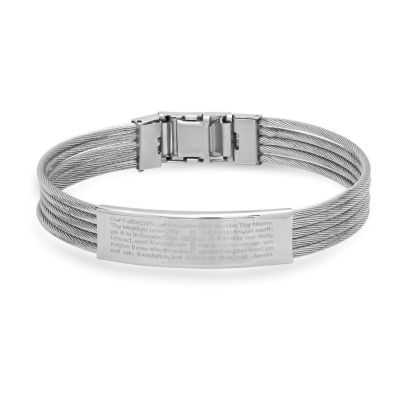 Steeltime Lord'S Prayer Mens Stainless Steel Hypoallergenic Id Bracelet