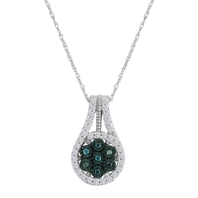 Diamond Blossom 1/3 CT.T.W. Color-Enhanced Blue Diamond Pendant ...