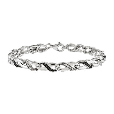 1/ CT.T.W. Natural White and Color-Enhanced Black Diamond Sterling SIlver Tennis Bracelet