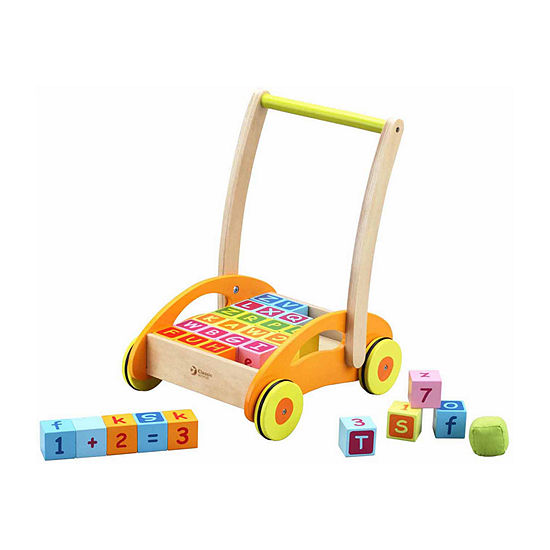 Classic Toy Wooden Baby Walker With Blocks
