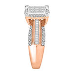 Womens 1 CT. T.W. Genuine White Diamond 10K Rose Gold Cushion Halo Engagement Ring