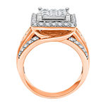 Womens 2 CT. T.W. Genuine White Diamond 10K Rose Gold Halo Engagement Ring