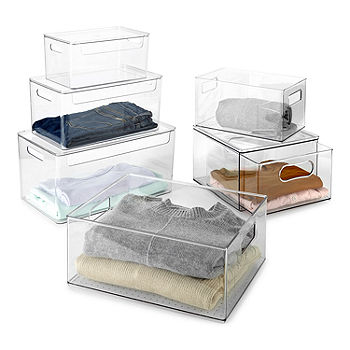 at Home 2-Piece Clear Stackable Storage Bins, Large