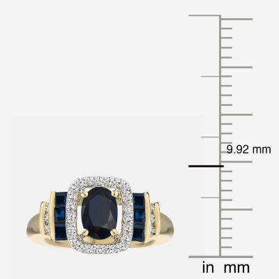 Genuine Gemstone & 1/7 CT. T.W. Diamond 10K Gold Oval Cocktail Ring