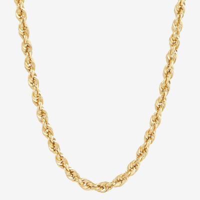 10K Yellow Gold 4mm 22"-24" Hollow Glitter Rope Chain