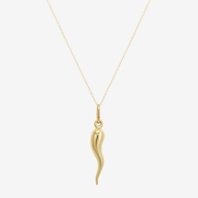 Italian Horn Unisex Adult 10K Gold 18 Inch Pendant Necklace