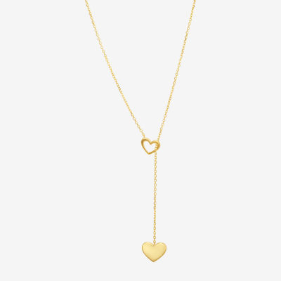 Womens 10K Gold Heart Y Necklace
