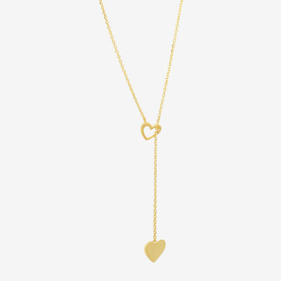 Womens 10K Gold Heart Y Necklace