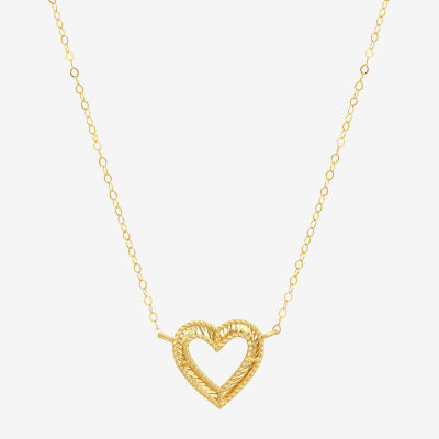 Womens 10K Gold Heart Inch Pendant Necklace