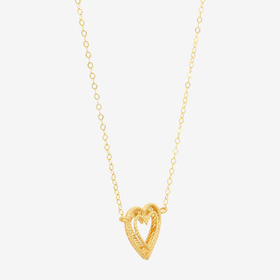Womens 10K Gold Heart 16 Inch Pendant Necklace