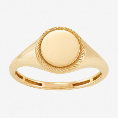 Womens 10K Gold Round Signet Ring