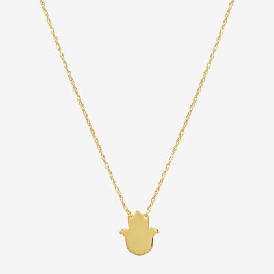 Womens 10K Gold Hamsa Pendant Necklace