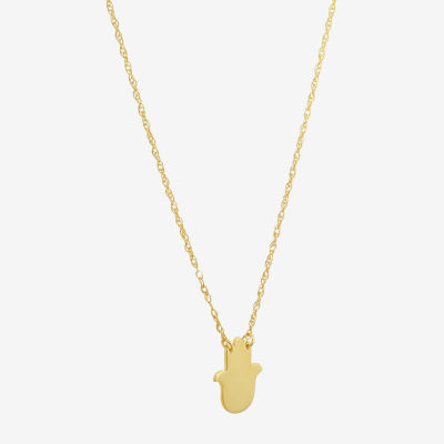 Womens 10K Gold Hamsa Pendant Necklace