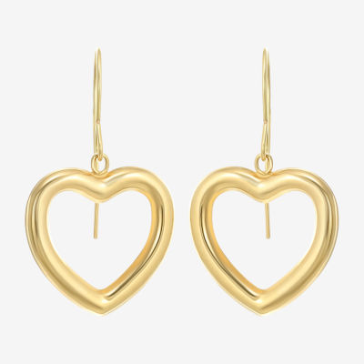 10K Gold Heart Drop Earrings