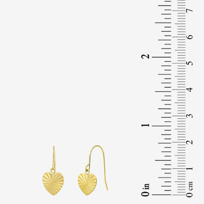 14K Gold Heart Square Drop Earrings