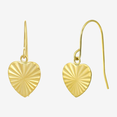 14K Gold Heart Square Drop Earrings