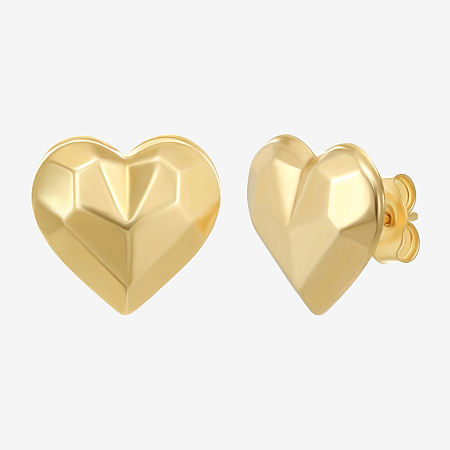 14K Gold 10.9mm Heart Stud Earrings, One Size