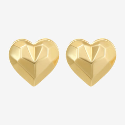 14K Gold 10.9mm Heart Stud Earrings