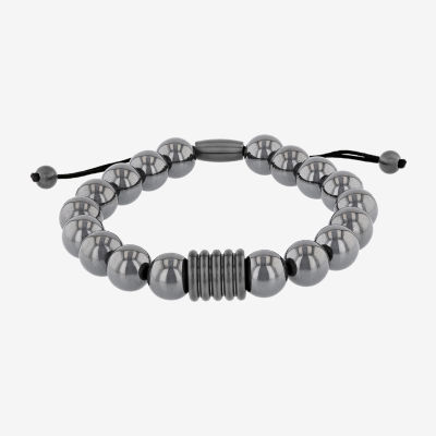Mens Genuine Gray Hematite Beaded Bracelet