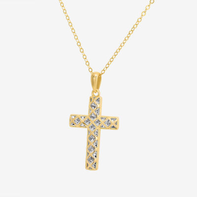 Womens Sterling Silver Cross Pendant Necklace