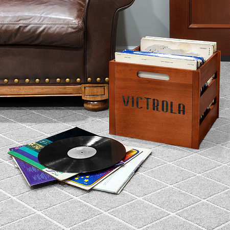 Victrola Wooden Vinyl Record Crate, One Size, Brown