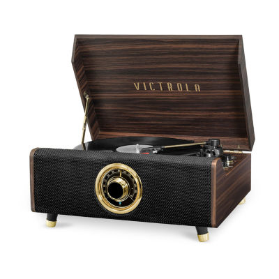 Victrola VTA-330B 4-in-1 Highland Bluetooth Record Player with 3-Speed Turntable and FM Radio