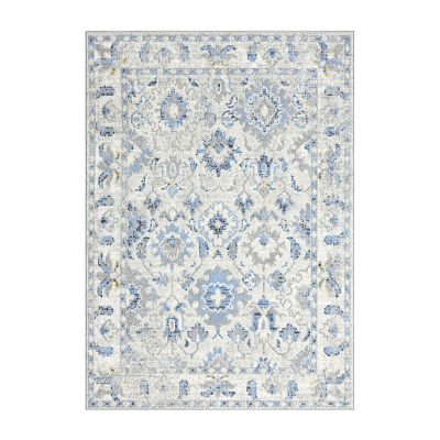 Riley Precy Floral Stain Resistant Indoor Rectangular Area Rug