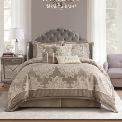 Stratford Park Thess 7-pc. Damask + Scroll Midweight Comforter Set