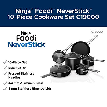 Ninja C19000 Foodi NeverStick 10-Piece Cookware Set, Black