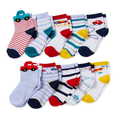 Piper & Jax Baby Boys 10 Pair Crew Socks