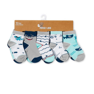 Piper & Jax Baby Boys 10 Pair Crew Socks