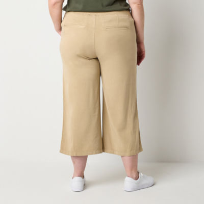 St. John's Bay Wide Leg Womens Wide Leg High Rise Plus Capri Pant
