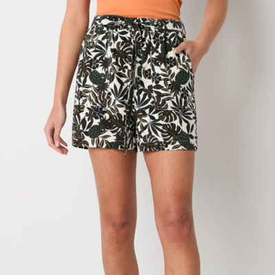 a.n.a Linen Womens High Rise Pull-On Short