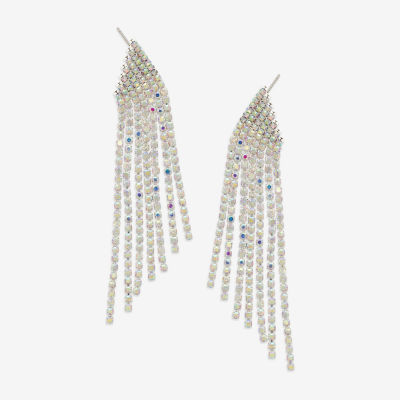 Bijoux Bar Silver Tone Multi Color Glass Drop Earrings