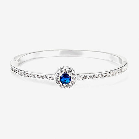 Sparkle Allure Halo Womens Cubic Zirconia Silver Tone Pure Silver Over Brass Round Bangle Bracelet