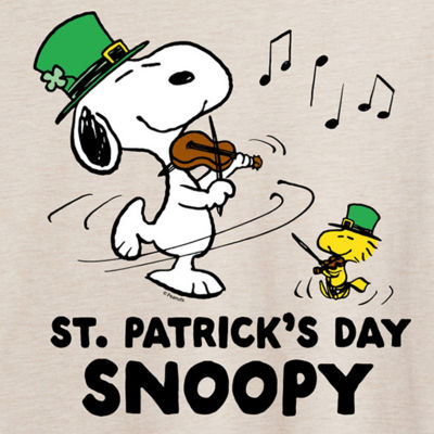 St Patrick'S Day Womens Juniors Crew Neck Short Sleeve Regular Fit Peanuts Snoopy Graphic T-Shirt