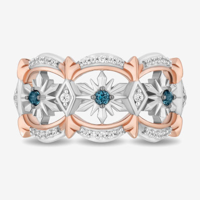 Enchanted Disney Fine Jewelry Womens 1/6 CT. T.W. Natural White Diamond 14K Rose Gold Over Silver Sterling Silver Snowflake Princess Elsa Frozen Cocktail Ring