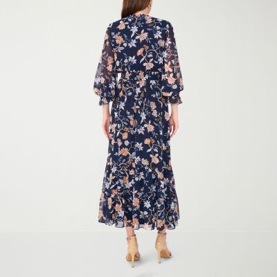 Sam And Jess Womens Long Sleeve Floral Maxi Dress Petite