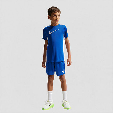 Nike Dri-Fit Big Kid Unisex Crew Neck Short Sleeve Regular Fit Graphic T-Shirt, Small, Blue
