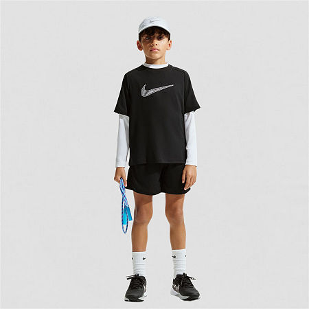 Nike Club Big Kid Unisex Crew Neck Short Sleeve Regular Fit Graphic T-Shirt, Small, Black