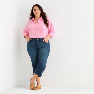 St. John's Bay Womens Plus Mid Rise Capri Jean