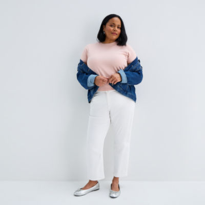 Liz Claiborne Lana Womens Plus High Rise Cropped Jean