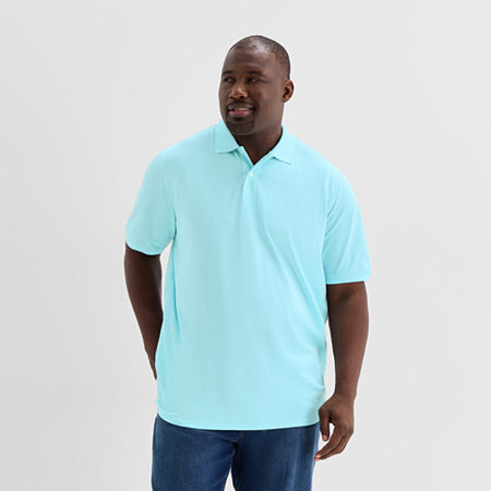 St. John's Bay Premium Stretch Big and Tall Mens Classic Fit Short Sleeve Polo Shirt, 1x-large Tall, Blue