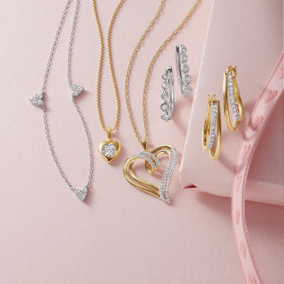 Yes, Please!, (G/Si1-Si2) Womens 1/4 CT. T.W. Lab Grown White Diamond 14K Gold Over Silver Heart 18 Inch Pendant Necklace