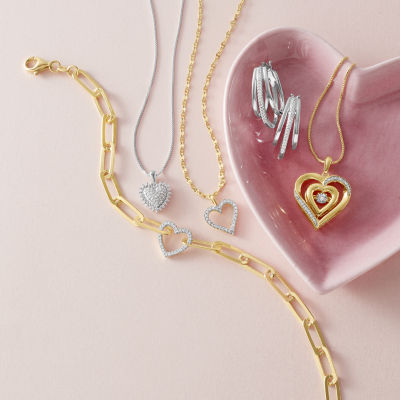 (G-H / I1-I2) Womens 1/10 CT. T.W. Lab Grown White Diamond Sterling Silver Heart 18 Inch Pendant Necklace