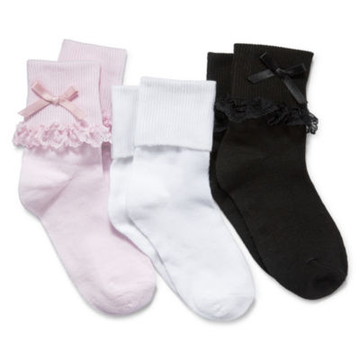 Jacques Moret Little Girls Multi-Pack 3 Pair Turncuff Socks