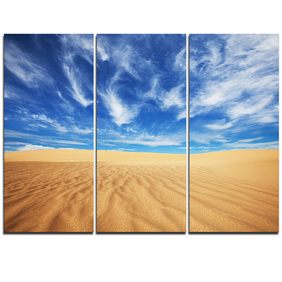 Designart Desert With Exotic Blue Sky Over ModernLandscape Wall Art Triptych Canvas