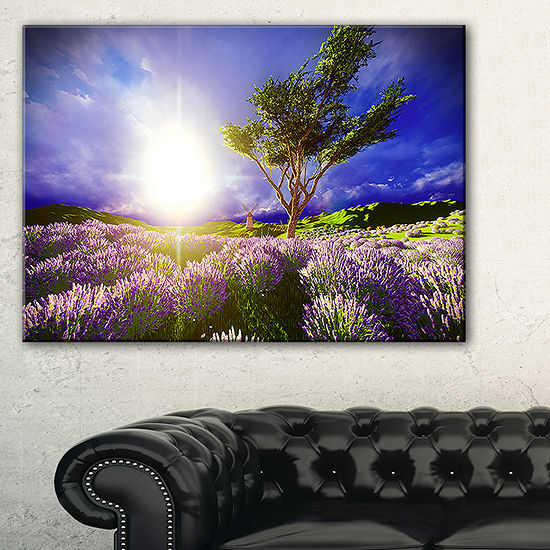 Designart Lavender Field Under Blue Sky Canvas Art