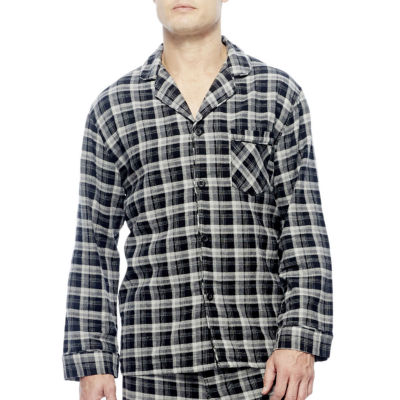 Hanes Flannel Mens Long Sleeve 2-pc. Pant Pajama Set